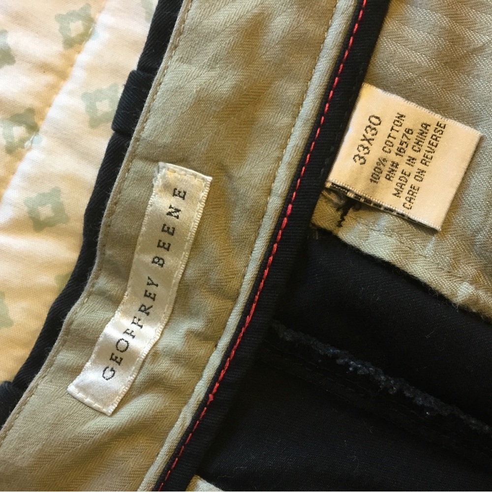 GEOFFREY BEAN BLACK CHINOS Men's 33”x30” flat front, straight leg pants slacks - Picture 2 of 5